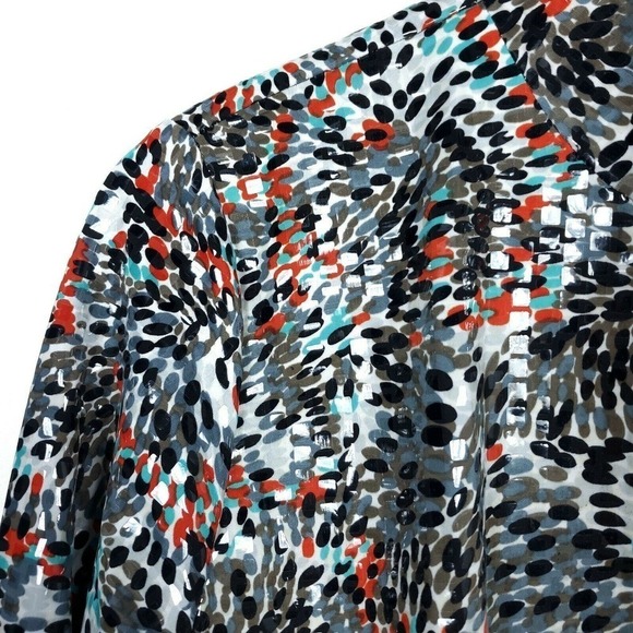 Exclusively Misook Sweater Medium Colorful Spotted Shiny Flashy Zip Up Cardigan - Picture 3 of 7